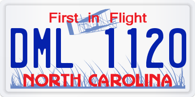 NC license plate DML1120