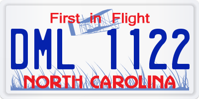 NC license plate DML1122