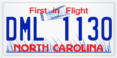 NC license plate DML1130
