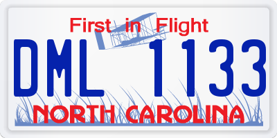 NC license plate DML1133