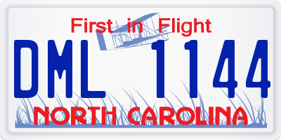 NC license plate DML1144