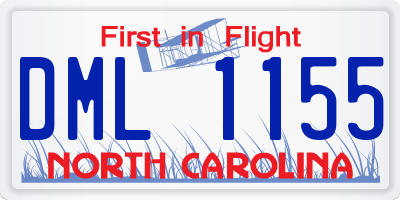 NC license plate DML1155