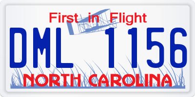 NC license plate DML1156