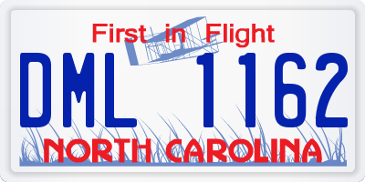 NC license plate DML1162
