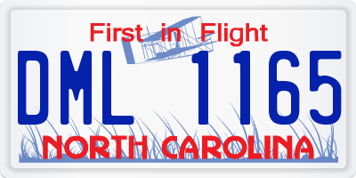 NC license plate DML1165