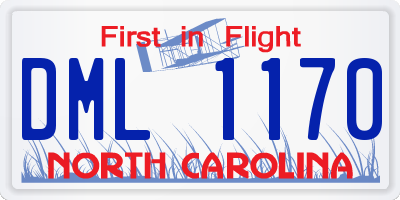 NC license plate DML1170
