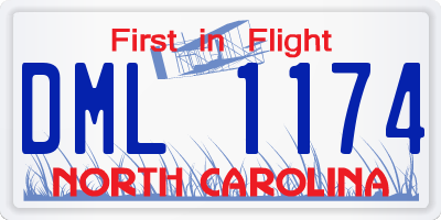 NC license plate DML1174