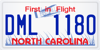NC license plate DML1180