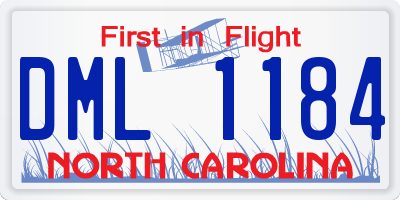 NC license plate DML1184