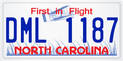NC license plate DML1187