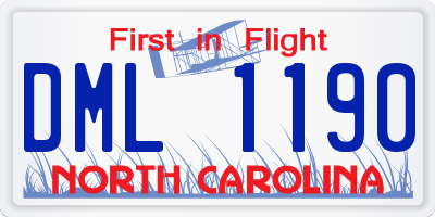 NC license plate DML1190