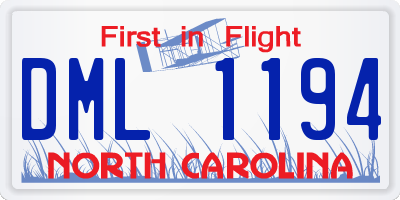 NC license plate DML1194