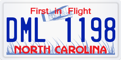 NC license plate DML1198