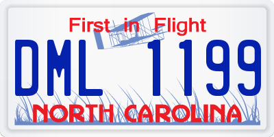 NC license plate DML1199