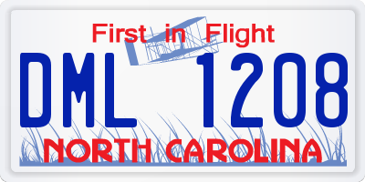 NC license plate DML1208