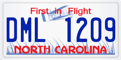NC license plate DML1209