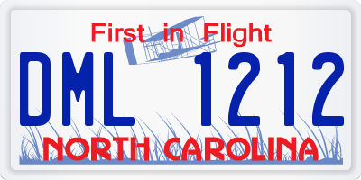 NC license plate DML1212