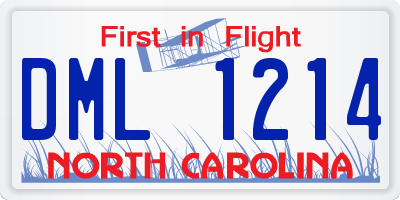 NC license plate DML1214