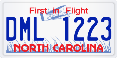 NC license plate DML1223