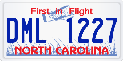 NC license plate DML1227