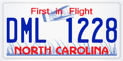 NC license plate DML1228