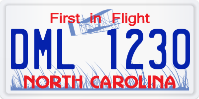 NC license plate DML1230