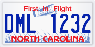 NC license plate DML1232