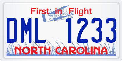 NC license plate DML1233