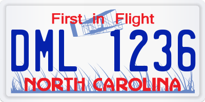 NC license plate DML1236