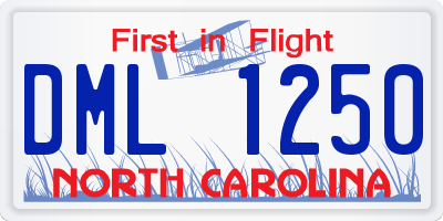 NC license plate DML1250