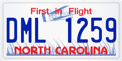 NC license plate DML1259