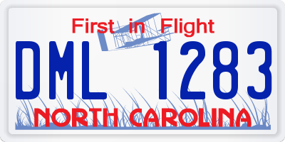 NC license plate DML1283