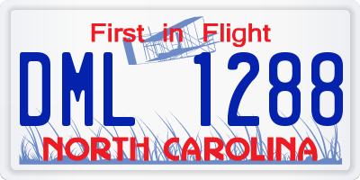 NC license plate DML1288