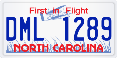 NC license plate DML1289