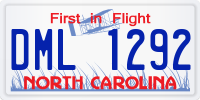 NC license plate DML1292