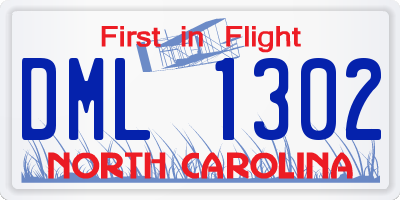 NC license plate DML1302