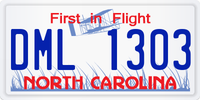 NC license plate DML1303