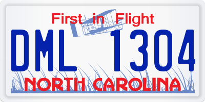 NC license plate DML1304