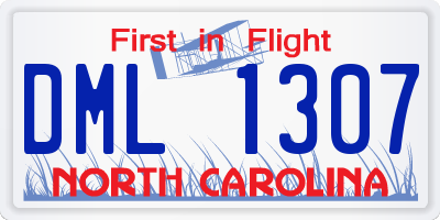 NC license plate DML1307