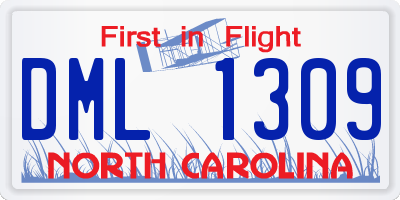NC license plate DML1309