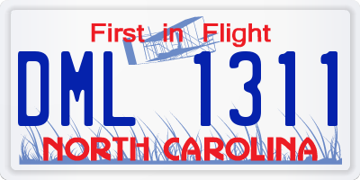 NC license plate DML1311