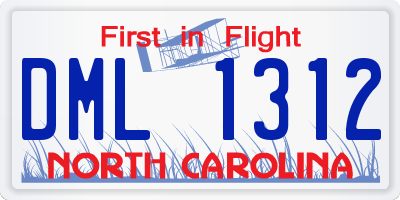 NC license plate DML1312