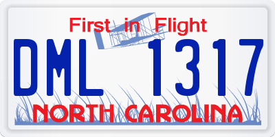 NC license plate DML1317