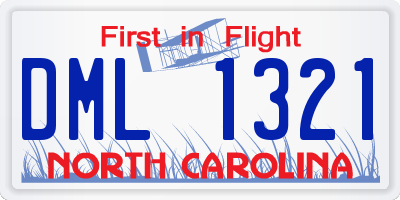 NC license plate DML1321