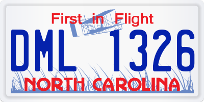 NC license plate DML1326