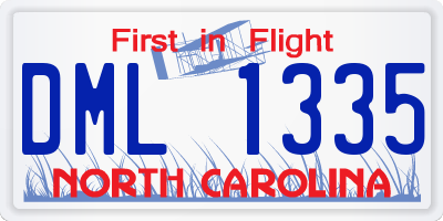 NC license plate DML1335