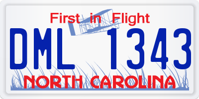 NC license plate DML1343