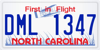 NC license plate DML1347