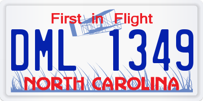 NC license plate DML1349