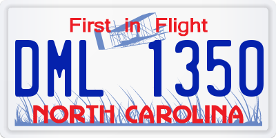 NC license plate DML1350